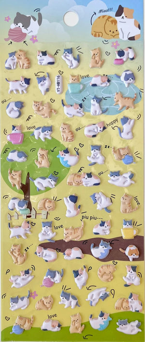 Funny Cat 2 Tiny Puffy Stickers