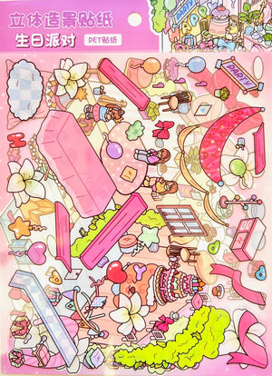 Diorama 3D Party Stickers