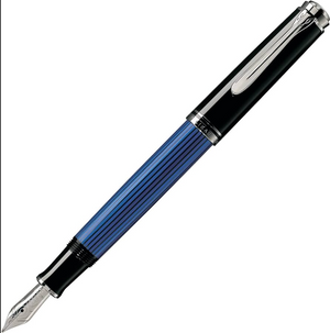 Pelikan Pluma Fuente Souveran M405 Black/Blue Stripe