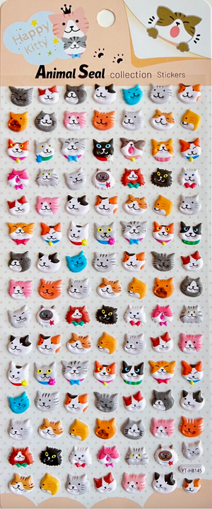 Happy Kitty Cat Puffy Stickers