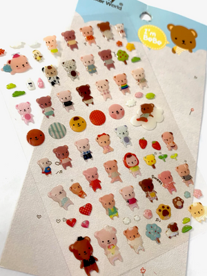Funny Bebe Bears Gel Stickers