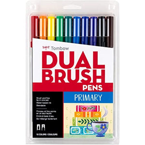 Tombow 10 Dual Brush Pens Tonos Primarios