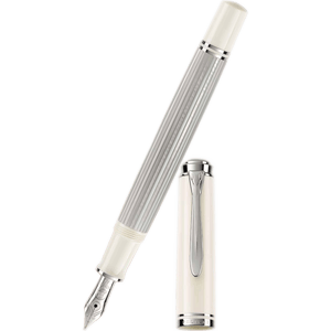 Pelikan Pluma Fuente Souveran M405 Silver & White